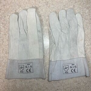 G.I.G Leather Work Gloves Heavy Duty Protection Industrial Safety Gray Garden XL